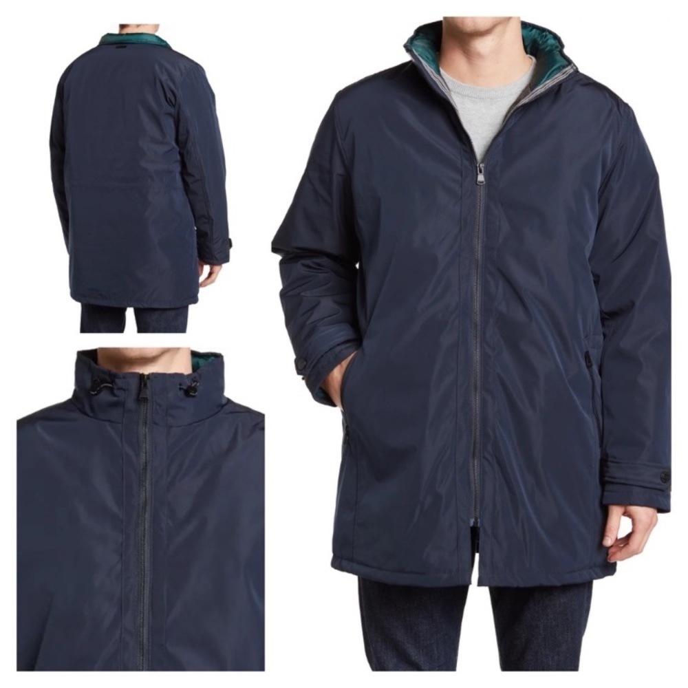 NWT Perry Ellis Portfolio Modern Overcoat In NAVYSize: XL